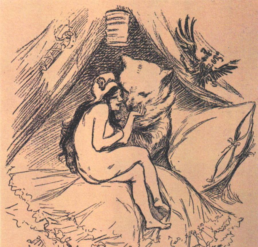 1893 Le Livre et l-Image Dessin de Willette Marianne et l-Ours du Nord  l-alliance Franco-Russe.jpg